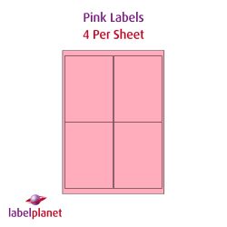 Pink Labels, 4 Per Sheet, 99.1 x 139mm