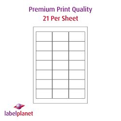 Premium Quality Paper Labels, 21 Labels 63.5 x 38.1mm, LP21/63 MPQ