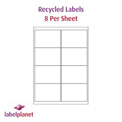 Recycled Paper Labels, 8 Per Sheet, 99.1 x 67.7mm, LP8/99 RCY