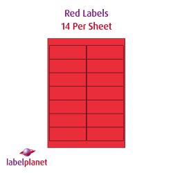 Red Labels, 14 Per Sheet, 99.1 x 38.1mm