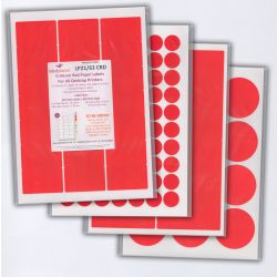 Red Labels, 21 Per Sheet, 63.5 x 38.1mm