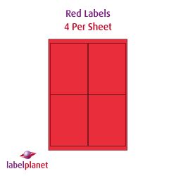 Red Labels, 4 Per Sheet, 99.1 x 139mm