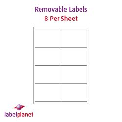 Removable Labels, 8 Per Sheet, 99.1 x 67.7mm, LP8/99 REM