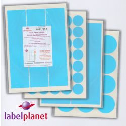 Round Blue Labels, 15 Per Sheet, 51mm Diameter