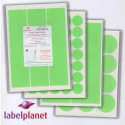 Round Green Labels, 15 Per Sheet, 51mm Diameter