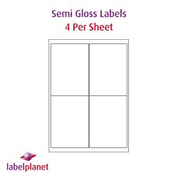 Semi-Gloss White Labels For Laser Printers, 4 per sheet, 99.1 x 139mm, LP4/99 SG