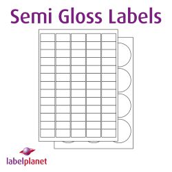 Semi-Gloss White Labels For Laser Printers, 65 per sheet, 38.1 x 21.2mm, LP65/38 SG