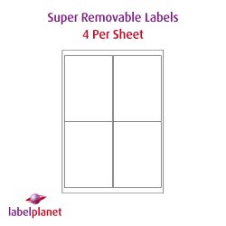 Super Removable Labels, 4 Labels, 99.1 x 139mm, LP4/99 GREM