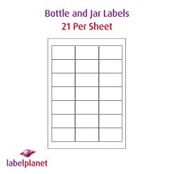 Water Wash Off Labels, 21 Per Sheet, 63.5 x 38.1mm, LP21/63 WW
