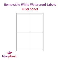White Waterproof Removable Labels, 99.1 x 139mm, LP4/99 MWR