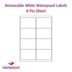 White Waterproof Removable Labels, 99.1 x 67.7mm, LP8/99 MWR