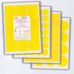 Yellow Labels For Inkjet/Laser Printers, 21 per sheet, 63.5 x 38.1mm, LP21/63 Yellow