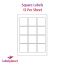 Paper Labels, 12 Square Labels Per Sheet, 65 x 65mm, LP12/65SQ
