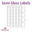 Semi-Gloss White Labels For Laser Printers, 65 per sheet, 38.1 x 21.2mm, LP65/38 SG