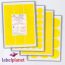 Square Yellow Labels, 12 Per Sheet, 65 x 65mm