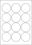 Paper Labels, 12 Round Labels Per Sheet, 60mm Diameter, LP12/60R