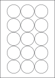 Paper Labels, 15 Round Labels Per Sheet, 51mm Diameter, LP15/51R