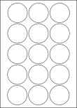Paper Labels, 15 Round Labels Per Sheet, 54mm Diameter, LP15/54R