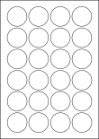 Paper Labels, 24 Round Labels Per Sheet, 42mm Diameter, LP24/42R