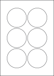 Paper Labels, 6 Round Labels Per Sheet, 76mm Diameter, LP6/76R