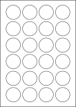 Round Blue Labels, 24 Per Sheet, 40mm Diameter
