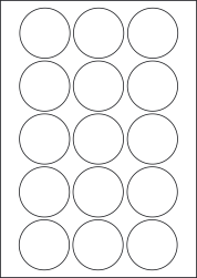 Circular Labels For Inkjet/Laser Printers, 15 per sheet, 54mm diameter, LP15/54R
