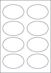 Oval Labels For Inkjet/Laser Printers, 8 per sheet, 90 x 62mm, LP8/90OV