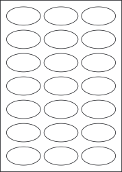 Oval Opaque Labels, 21 Per Sheet, 60 x 34mm, LP21/60OV OPQ