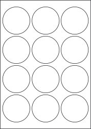 Paper Labels, 12 Round Labels Per Sheet, 63.5mm Diameter, LP12/64R