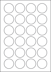 Paper Labels, 24 Round Labels Per Sheet, 40mm Diameter, LP24/40R