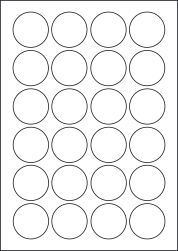 Paper Labels, 24 Round Labels Per Sheet, 42mm Diameter, LP24/42R