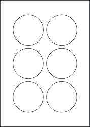 Paper Labels, 6 Round Labels Per Sheet, 72mm Diameter, LP6/72R