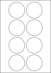 Paper Labels, 8 Round Labels Per Sheet, 66mm Diameter, LP8/66R