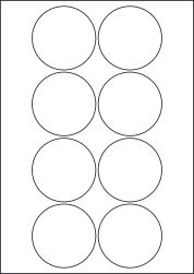 Paper Labels, 8 Round Labels Per Sheet, 69mm Diameter, LP8/69R