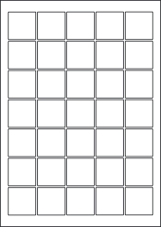 Polyolefin Waterproof Labels, 35 Squares, 37mm, LP35/37SQ MWPO