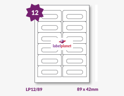 Audio Cassette Labels For Inkjet/Laser Printers, 12 per sheet, 89 x 42mm, LP12/89