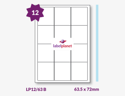 Blue Labels For Inkjet/Laser Printers, 12 per sheet, 63.5 x 72mm, LP12/63 B