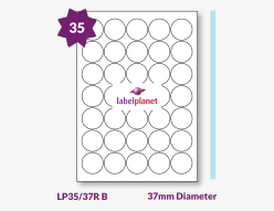 Blue Labels For Inkjet/Laser Printers, 35 per sheet, 37mm diameter, LP35/37R B