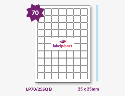 Blue Labels For Inkjet/Laser Printers, 70 per sheet, 25 x 25mm, LP70/25SQ B