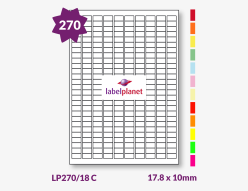 Coloured Labels For Inkjet/Laser Labels, 270 per sheet, 17.8 x 10mm, LP270/18 C