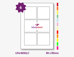 Coloured Labels For Inkjet/Laser Labels, 6 per sheet, 80 x 80mm, LP6/80SQ C