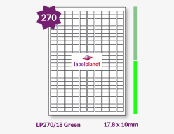 Green Labels For Inkjet/Laser Labels, 270 per sheet, 17.8 x 10mm, LP270/18 Green
