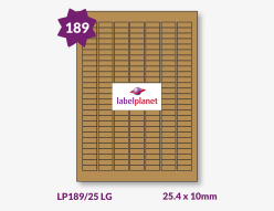 Luxury Metallic Gold Labels For Laser Printers, 189 per sheet, 25.4 x 10mm, LP189/25 LG
