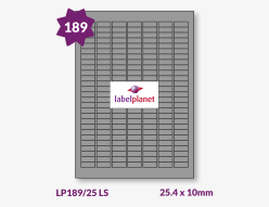 Luxury Metallic Silver Labels For Laser Printers, 189 per sheet, 25.4 x 10mm, LP189/25 LS