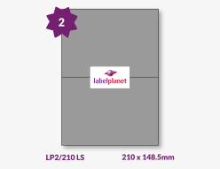 Luxury Metallic Silver Labels For Laser Printers, 2 per sheet, 210 x 148.5mm, LP2/210 LS
