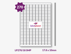 Matt Silver Metallic Polyester Labels For Laser Printers, 270 per sheet, 17.8 x 10mm, LP270/18 SMP