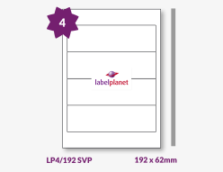 Matt Silver Security Void Polyester Labels For Laser Printers, 4 per sheet, 192 x 62mm, LP4/192 SVP