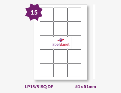 Matt White Freezer Labels For Laser Printers, 15 per sheet, 51 x 51mm, LP15/51SQ DF