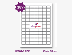 Matt White Freezer Labels For Laser Printers, 189 per sheet, 25.4 x 10mm, LP189/25 DF
