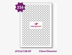 Matt White Freezer Labels For Laser Printers, 216 per sheet, 13mm diameter, LP216/13R DF